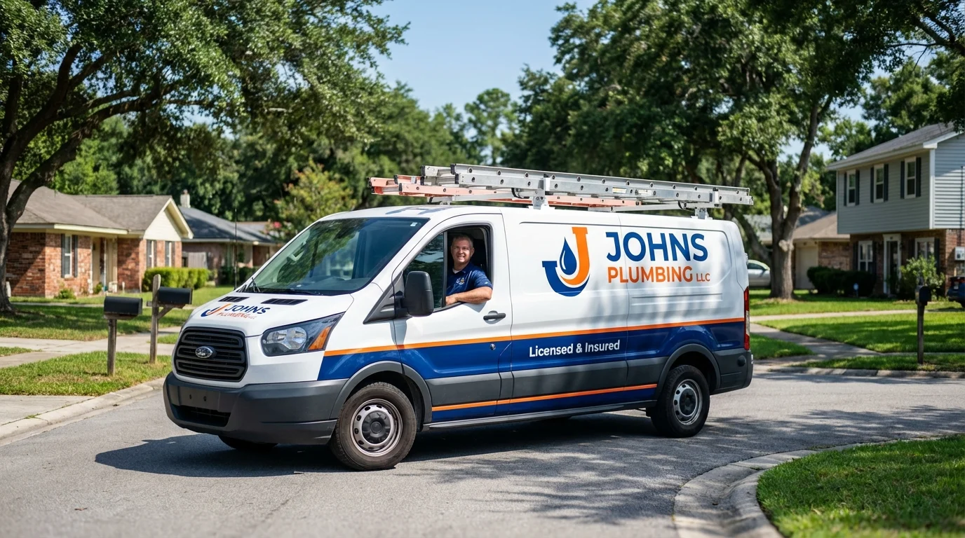 Johns Plumbing LLC service van in Moundridge, KS