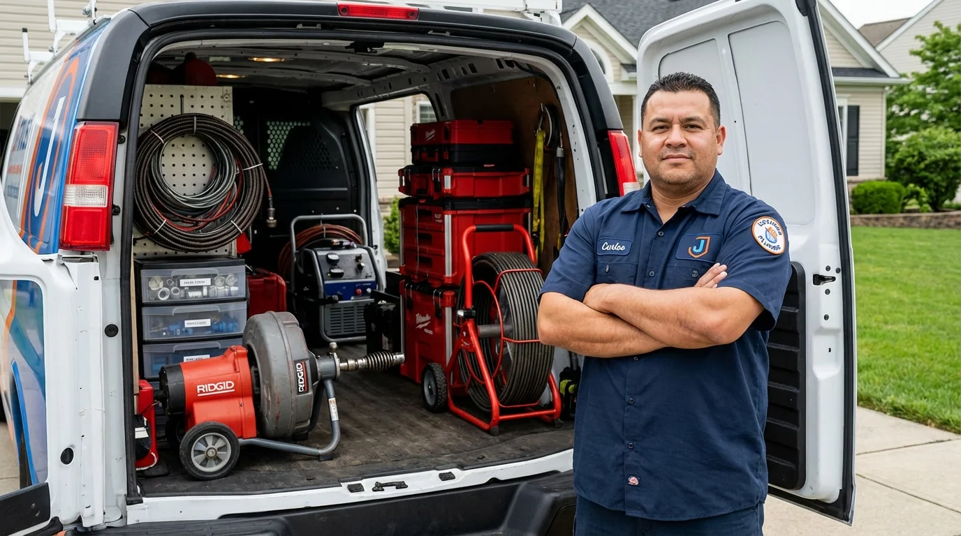 Professional drain cleaning equipment and Johns Plumbing LLC plumber in Moundridge
