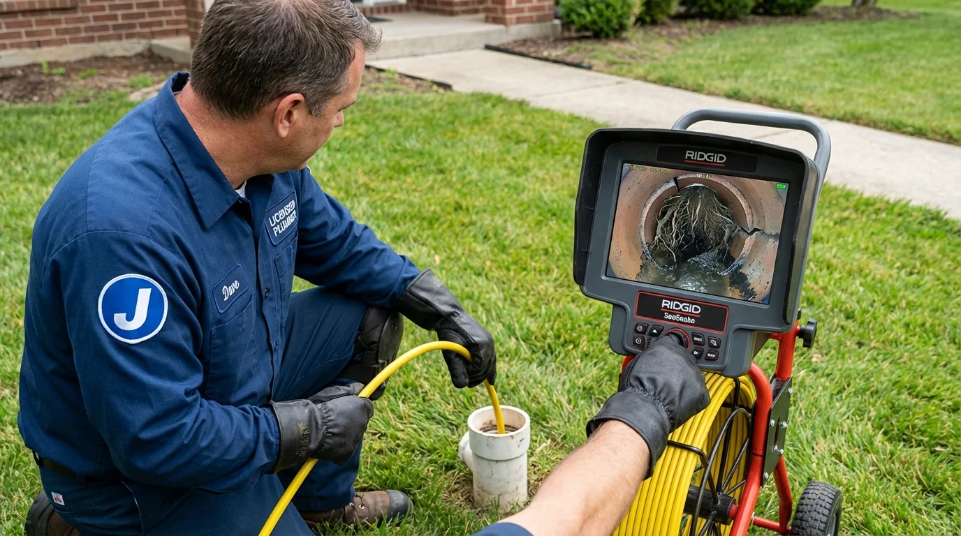 Sewer camera inspection being performed by Johns Plumbing LLC in Moundridge